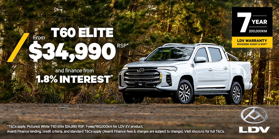 LDV T60 ELITE 4X4 FROM $34,990*!